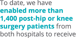 To date, we have enabled more than 1,400 post hip or knee surgery patients from both hospitals to receive 